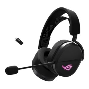 ASUS ROG Pelta Wireless Gaming Headset (BT, ROG SpeedNova 2.4GHz, USB-C, Lightweight 309g, 50mm ROG Titanium-Plated Drivers, 10mm Super-Wideband Mic, RGB, 70HR Battery, for PC, Switch, PS5)- Black